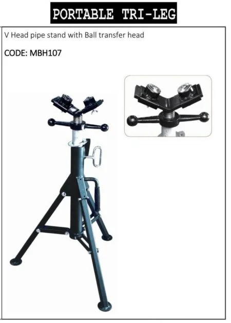 V HEAD PIPE STAND WITH BALL TRANSFER HEAD
